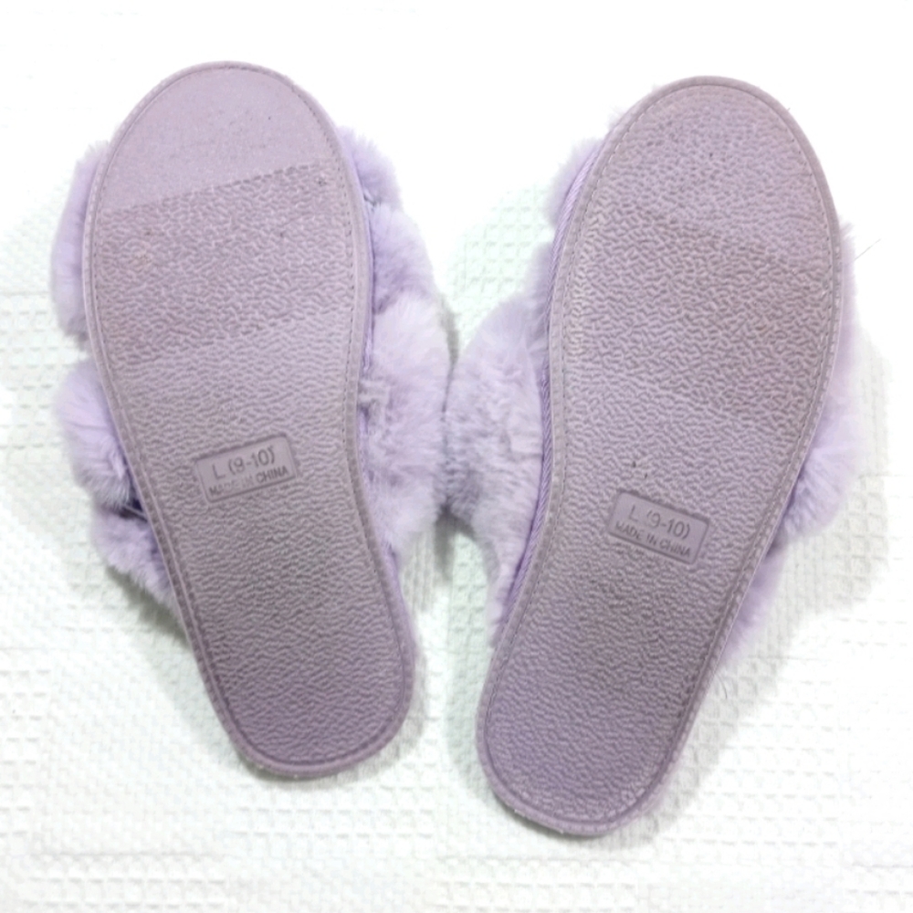 Faux Fur Purple Slippers Wide - Picture 3 of 4